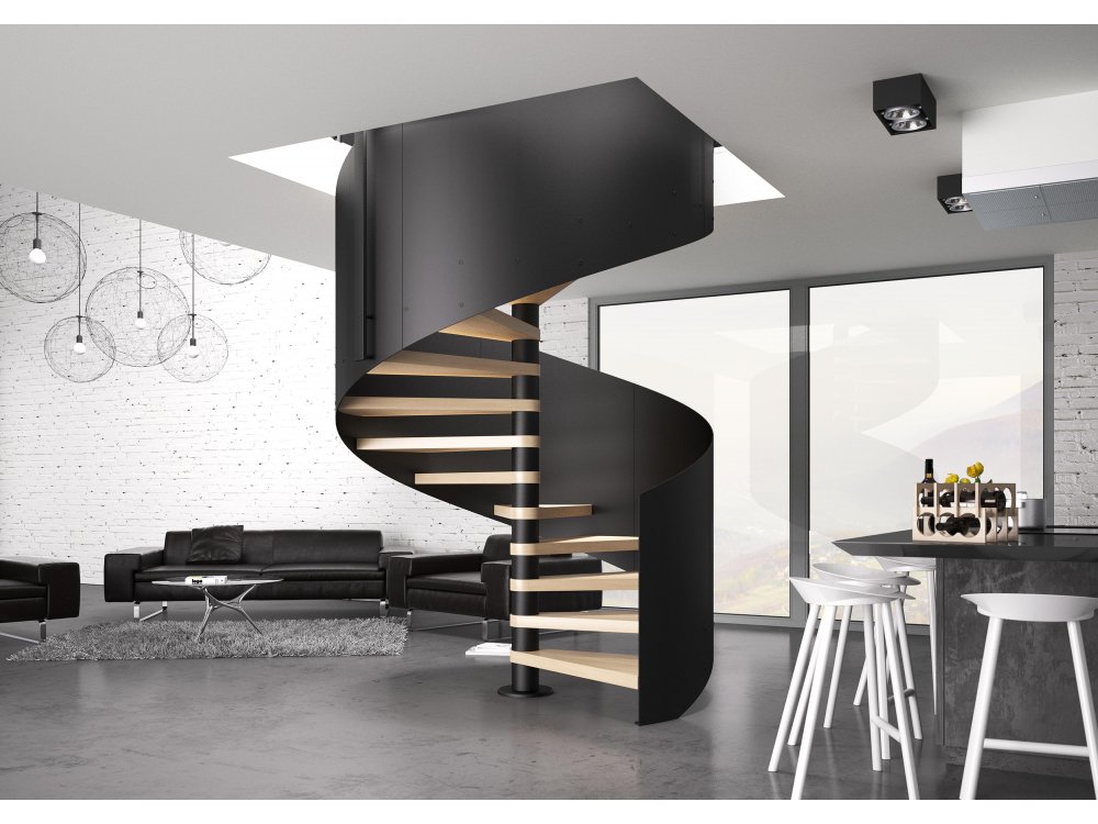 TRIO BIS to najnowszy model schodów kręconych firmy Rintal. Schody skonstruowane są na centralnym sł...